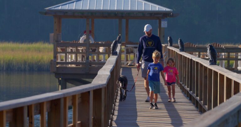 Family living along the coastal region of north carolina in a master planned community near the beach.