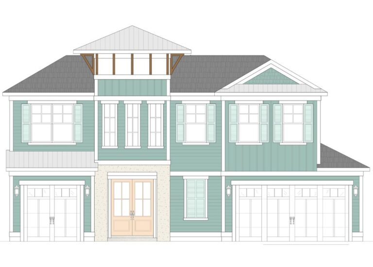The St. Thomas coastal Rendering for custom home program and waterfront single family homes in calabash north carolina