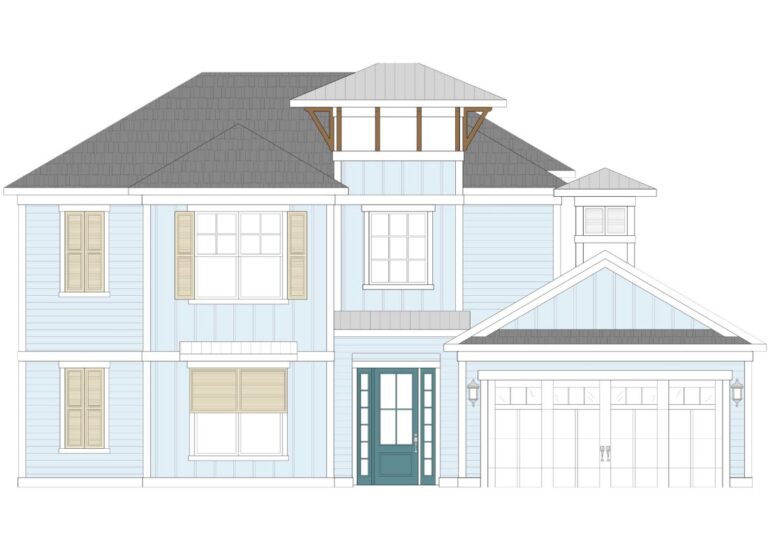 New Home plan: St. Vincent Rendering for custom home program and waterfront single family homes