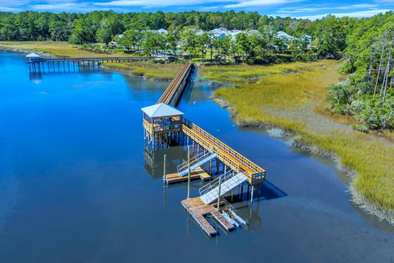 two fishing piers in a coastal community in North Carolina - Calabash, NC